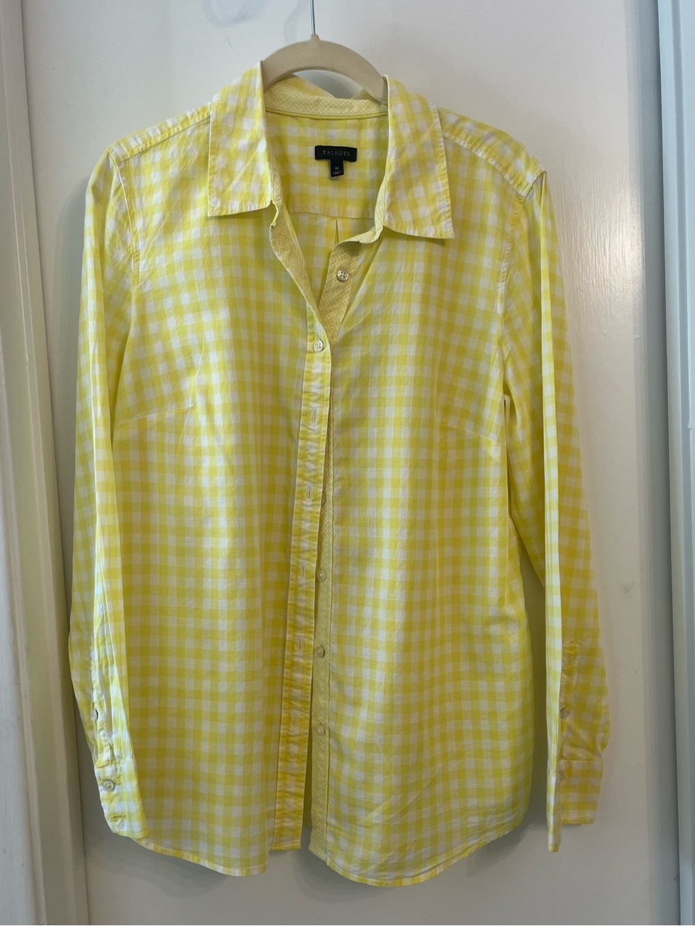 Talbots Yellow and White Gingham Transparent Button-Down Shirt